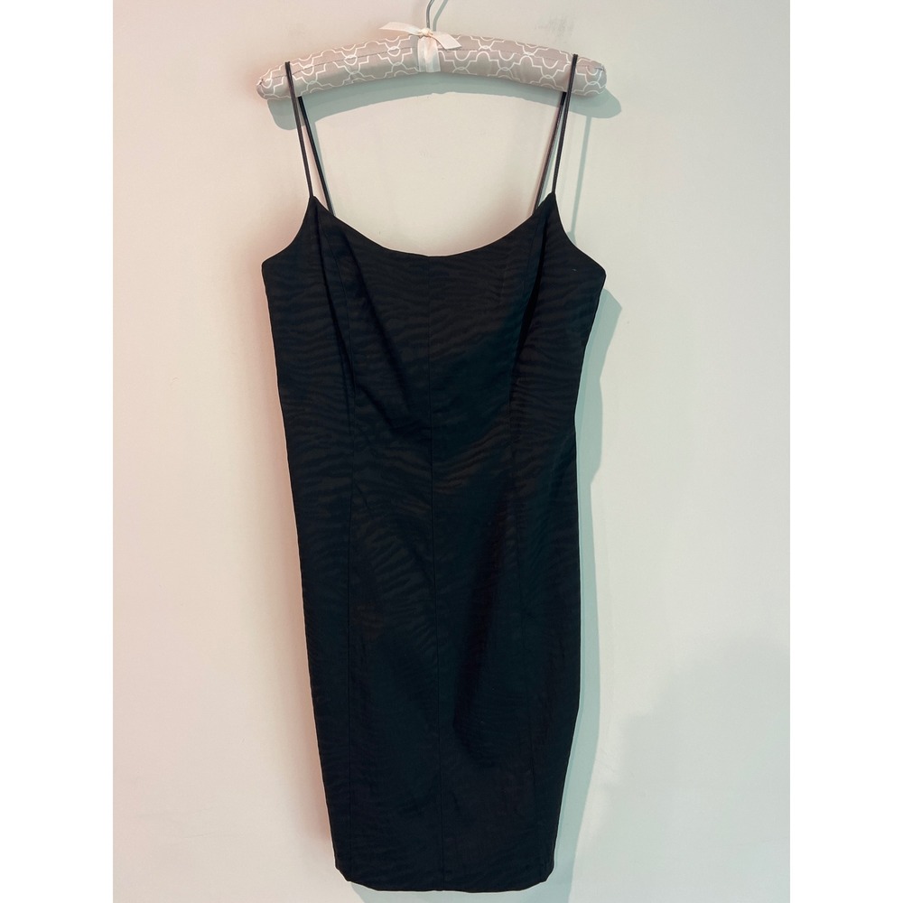 Laundry by Shelli Segal Black Tonal Zebra Print Spaghetti Strap Mini Dress 10